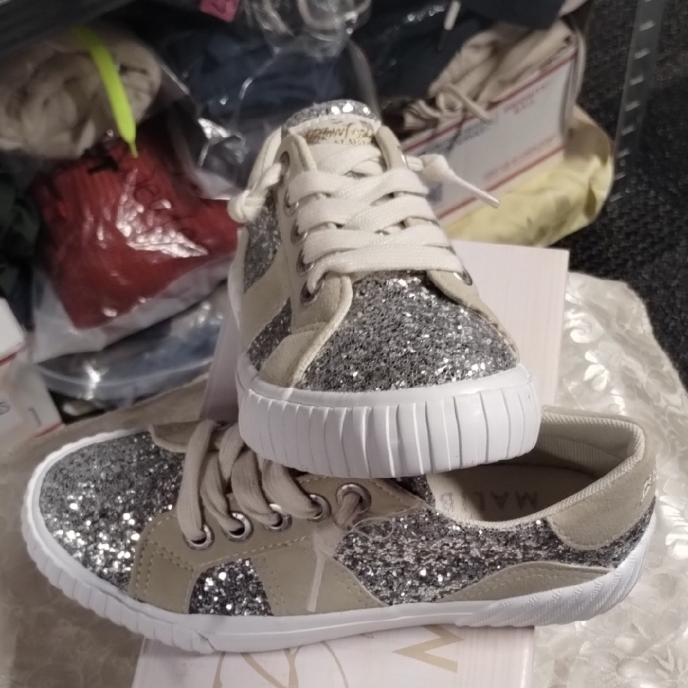 Sparkly Silver Kids Sneakers